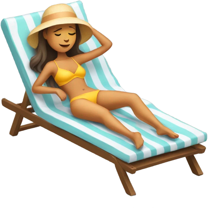 Girl lying on the sun lounger in full body emoji