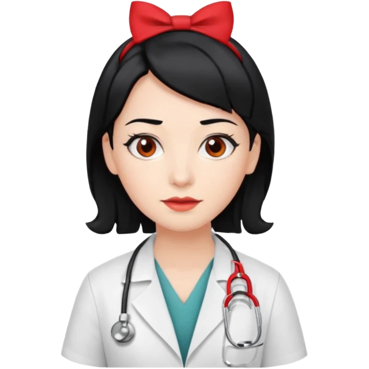 doctor with black hair and red hairclips  emoji