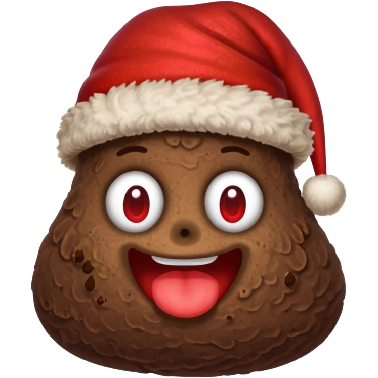A piece of poop with a Christmas hat on it emoji