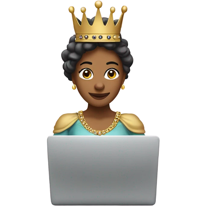 queen seating looking forward on a laptop emoji