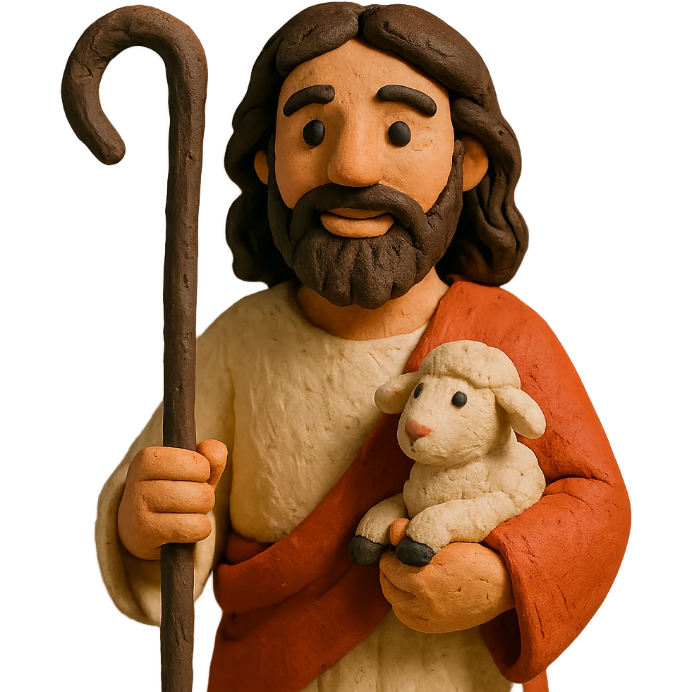 Jesus the Good Shepherd, claymation style emoji