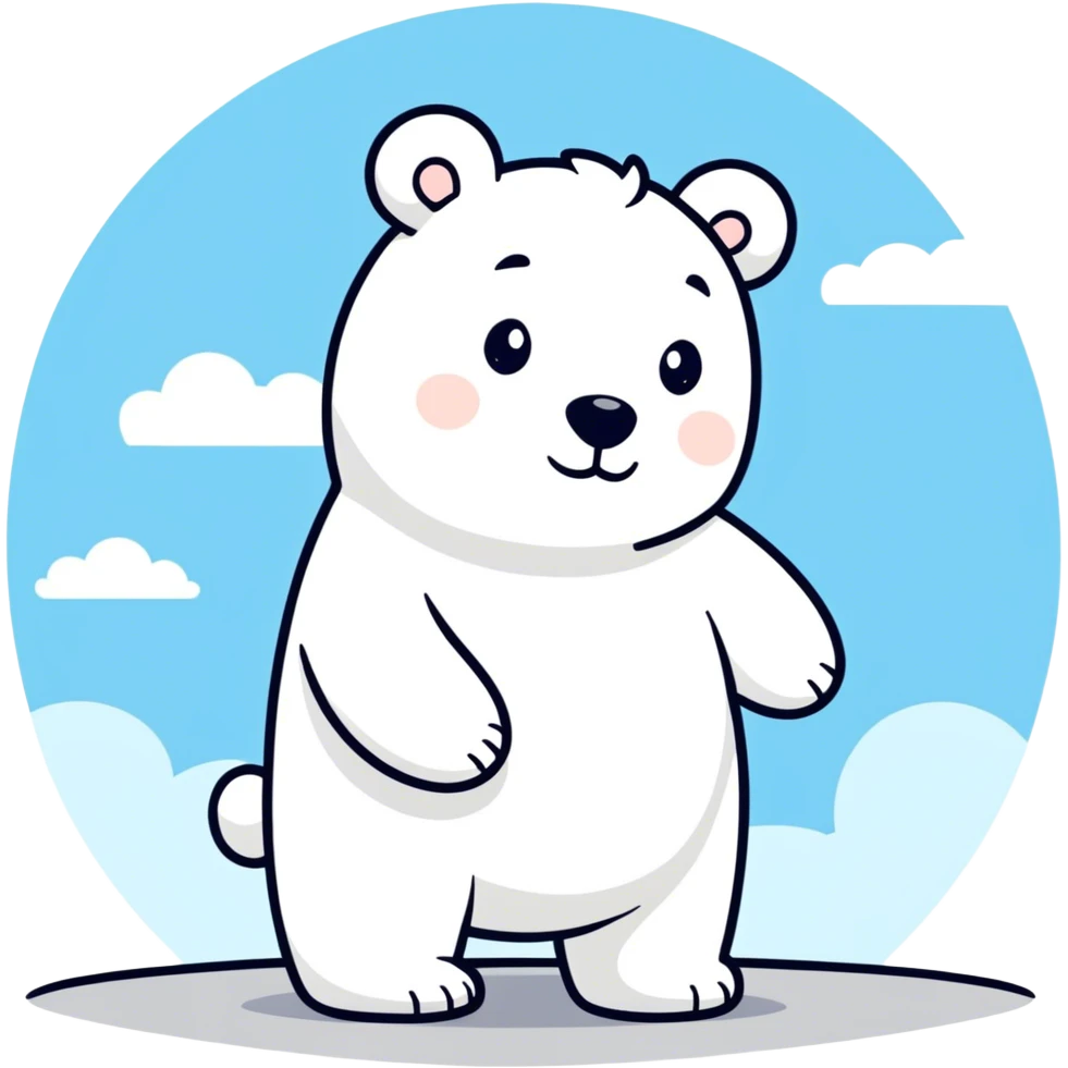 White bear with clouds  emoji
