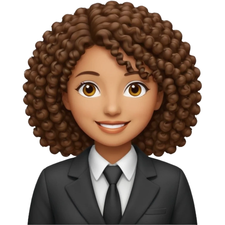 curly-haired woman in a suit emoji