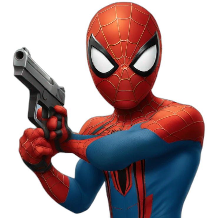 Spider-Man with gun emoji