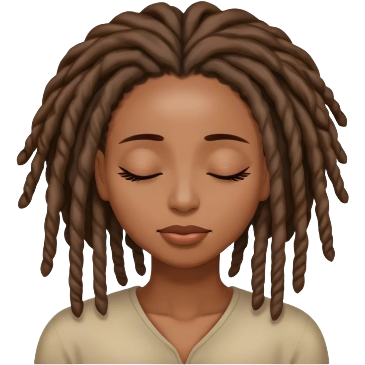 Black woman with locs closing eyes emoji
