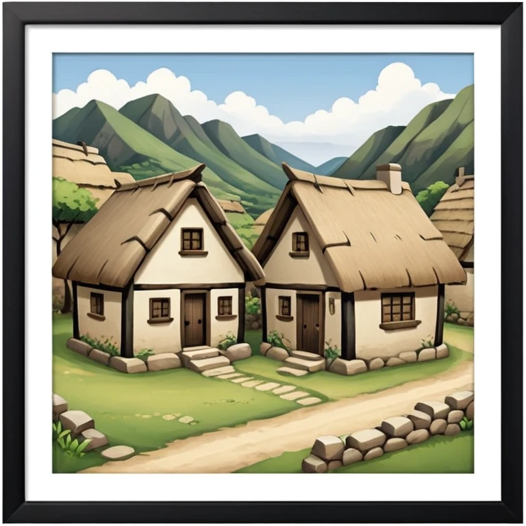 old times primitive houses emoji