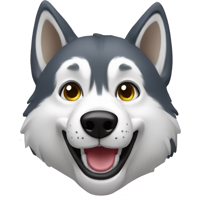 Lobo husky tomándose una selfie en segunda persona  emoji