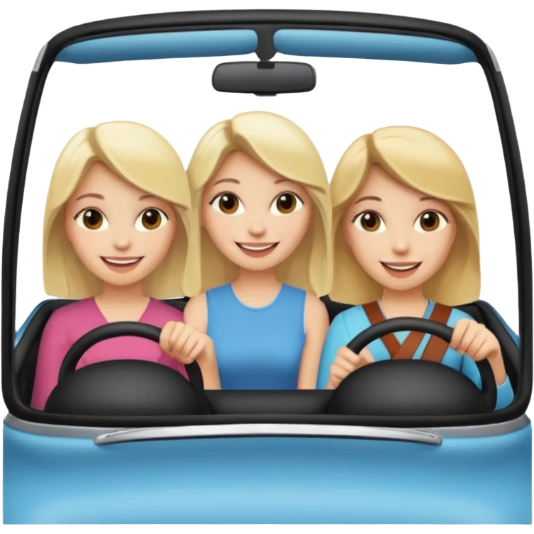 two blonde girls and a brunette girl in car emoji