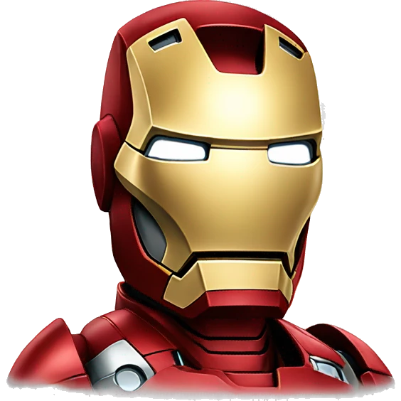 Create iron man with red suit dark eyes emoji