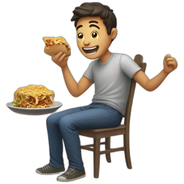 Guy eating food very happy emoji