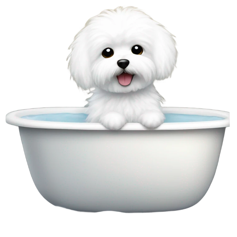 Maltese bichon in the bathtub emoji
