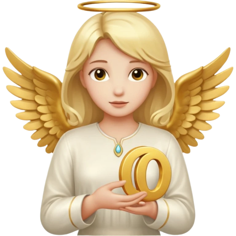 an angel holding number 0 on her hand emoji
