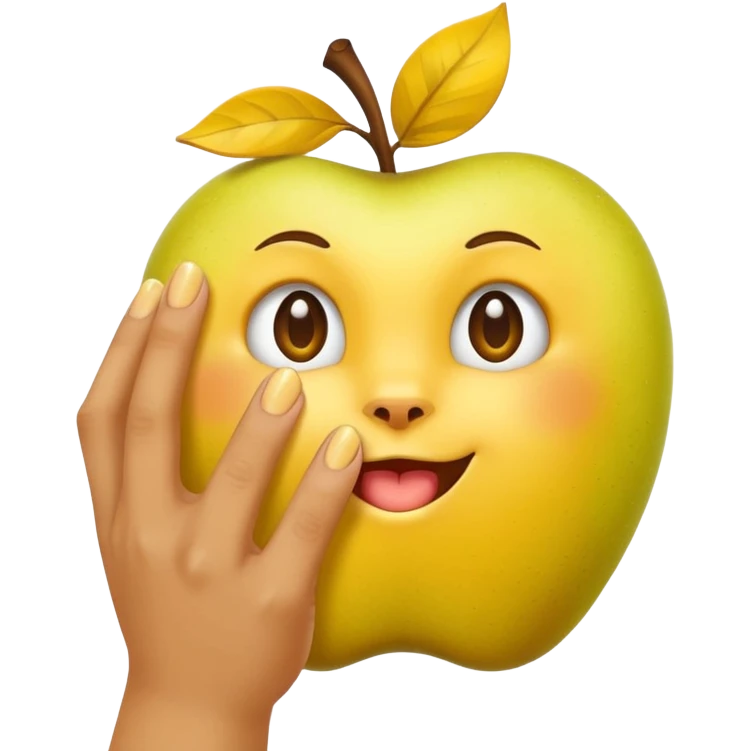  Yellow apple emoji hand with the middle and ring finger inside a yellow apple emoji pussy emoji