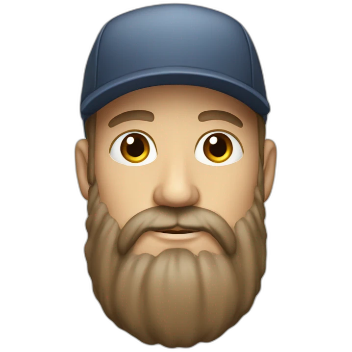 white man with a long and brown beard and a cap emoji
