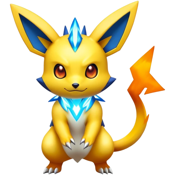 Shiny Futuristic Colorful Pichu-Raichu-Renamon-Zeraora-hybrid-creature emoji