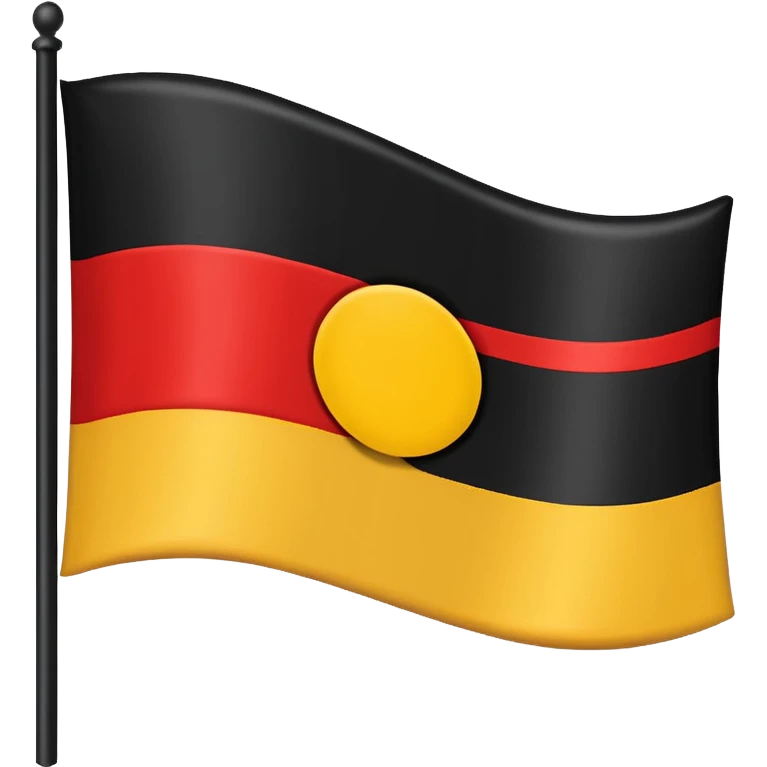 a rectangular flag with the top half solid black and the bottom half solid red with a medium-sized yellow circle in the middle overlapping both colours emoji
