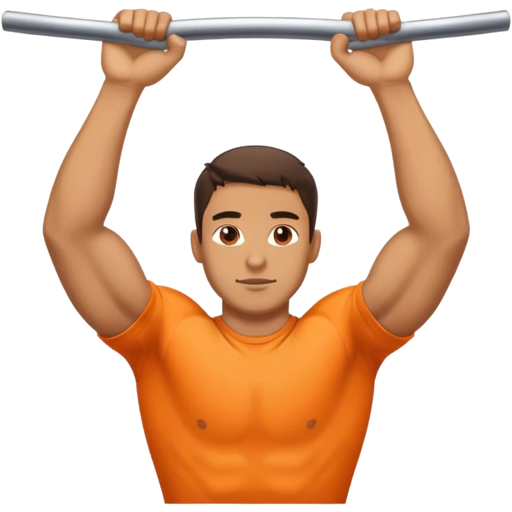 guy with orange shirt doing pull ups emoji