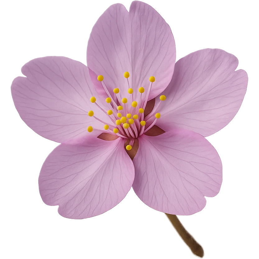 show  one purple cherry blossom, remove background emoji