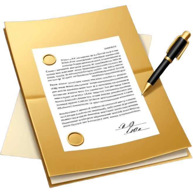 3D perspective Premium contract golden paper signed emoji