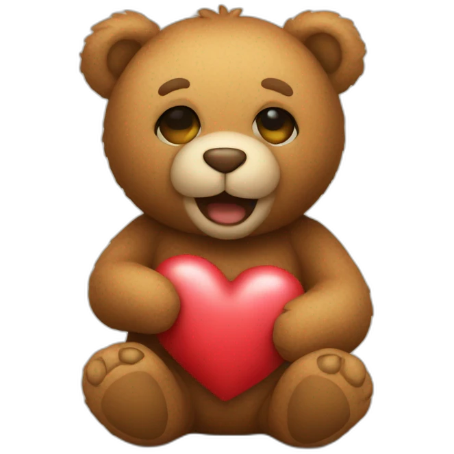 teddy bear holding a heart emoji