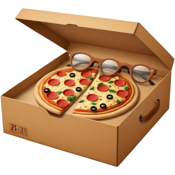 pizza take-out box with glassess  emoji