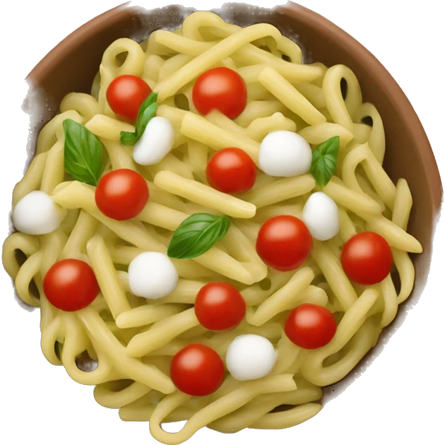 Bowl with pasta pesto with mozarella and tomato  emoji