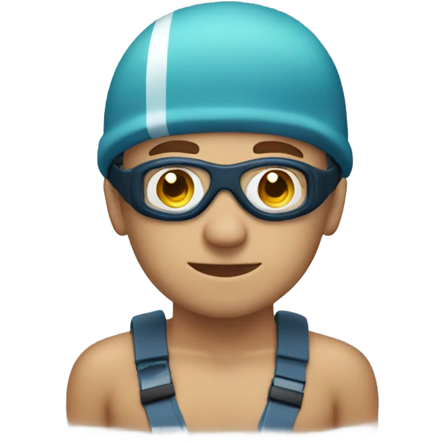 a white man with a swimming cap and goggles in the water emoji