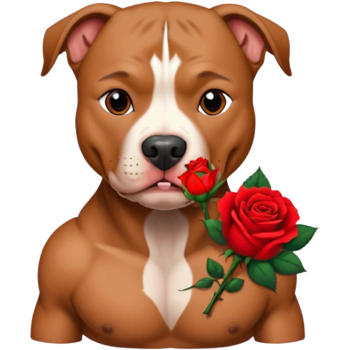 pitbull with red rose tattoo emoji