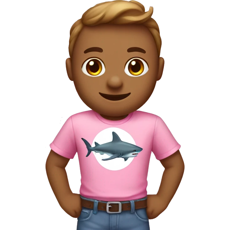 a shark wearing a pink cantil princes' shirt and using a gemes ribbon emoji