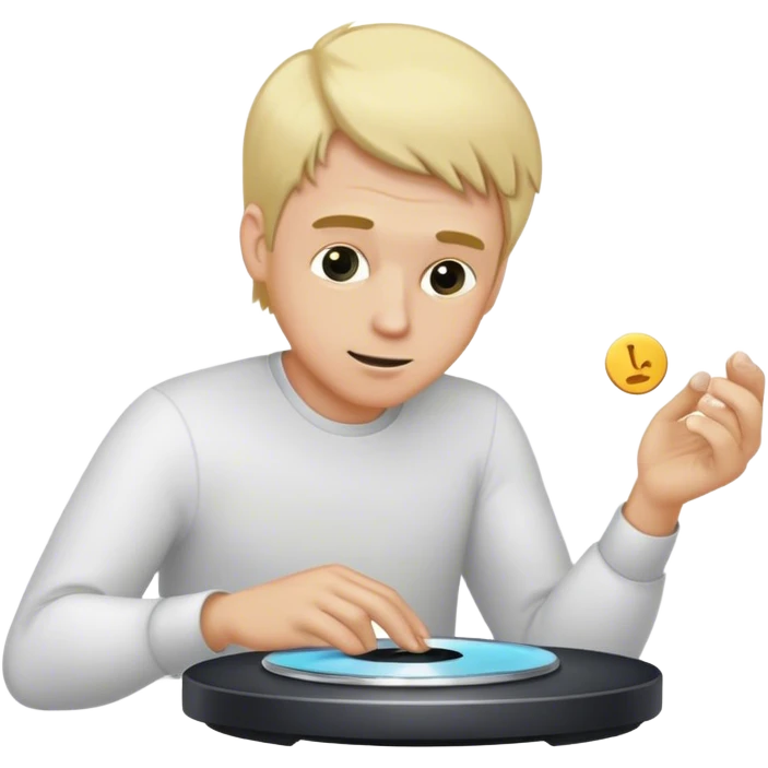 White dj blonde hair male scratching the disk emoji
