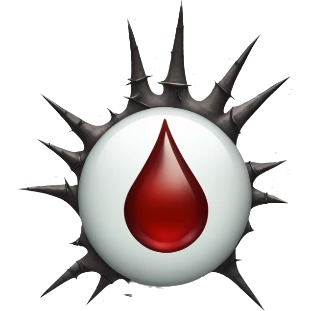 An image of a hand with a thorn piercing through the skin, showing a small drop of blood, set against a natural background with sharp thorns visible emoji