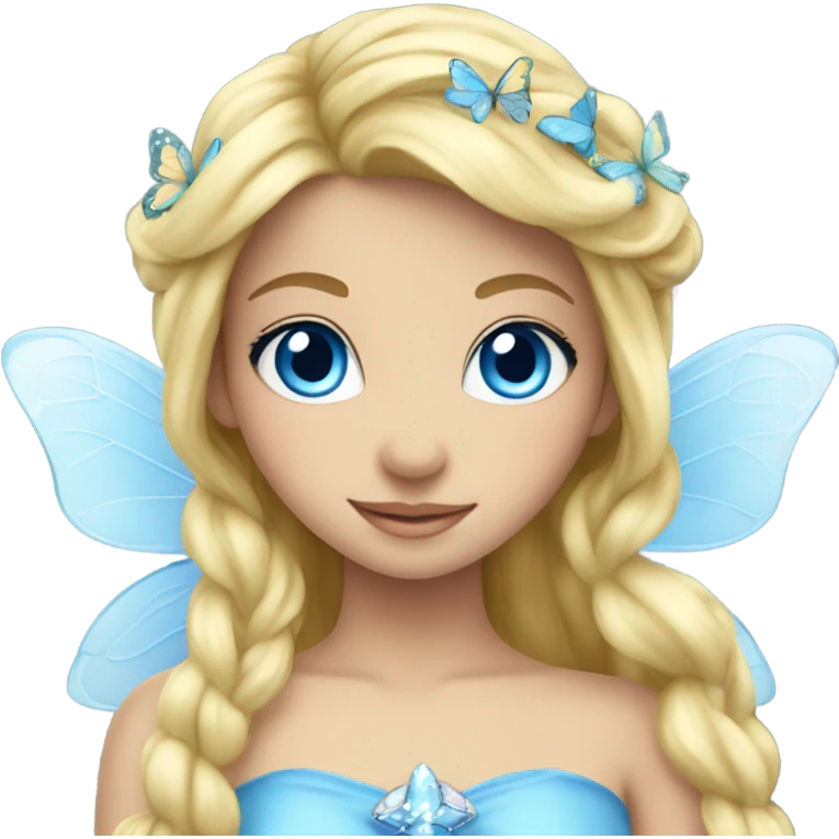 Blond fairy princess blue eyes butterflies  emoji