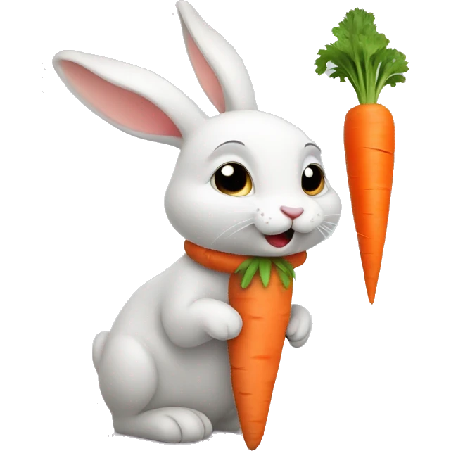 Little rabbit with big carrot emoji