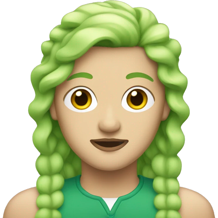 white transgender nonbinary with green mullet and a mustache and makeup emoji