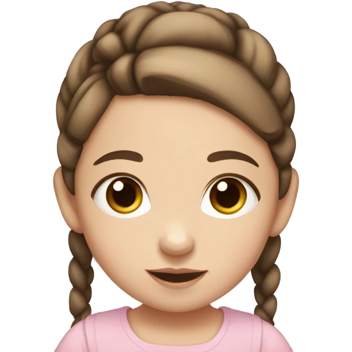 baby girl with straight brown pigtails and big brown eyes and pale white skin emoji