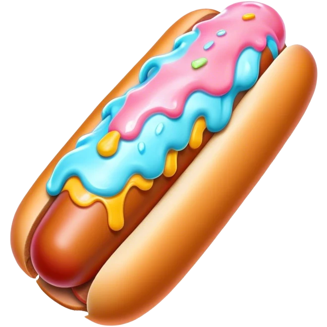Melting neon ice cream hot dog  emoji