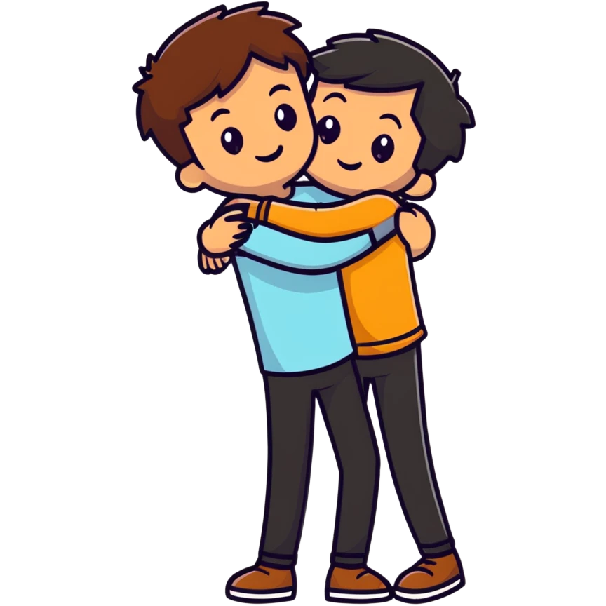 Brown boyfriend giving hug emoji