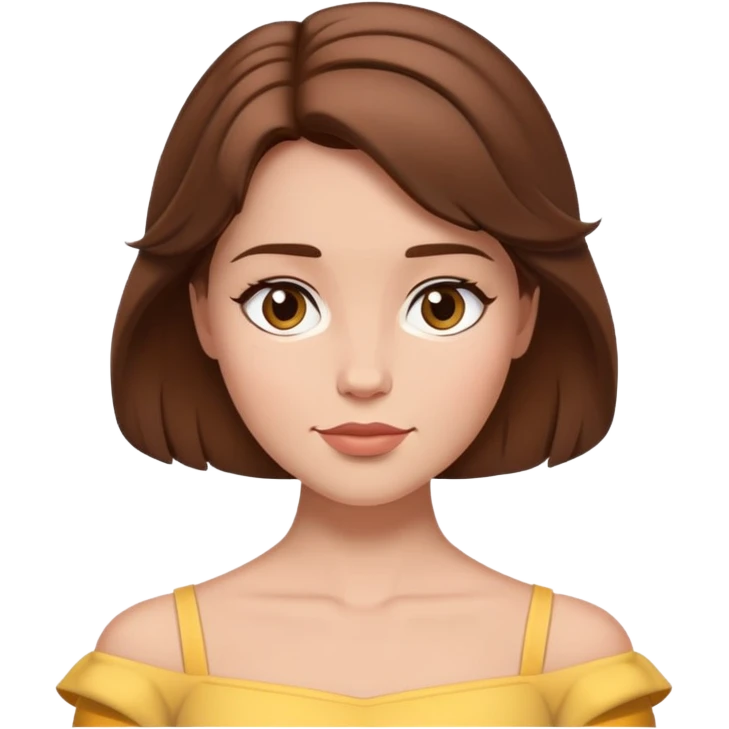 extremely simple belle headshot, shoulders and above only, minimal brown hair, very few details emoji
