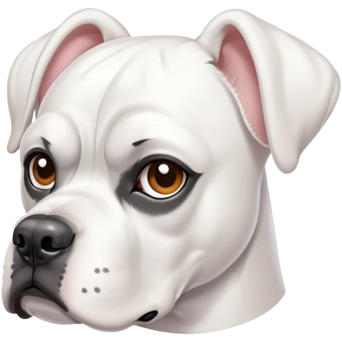 Fully white boxer dog with white ears and fully white body  emoji