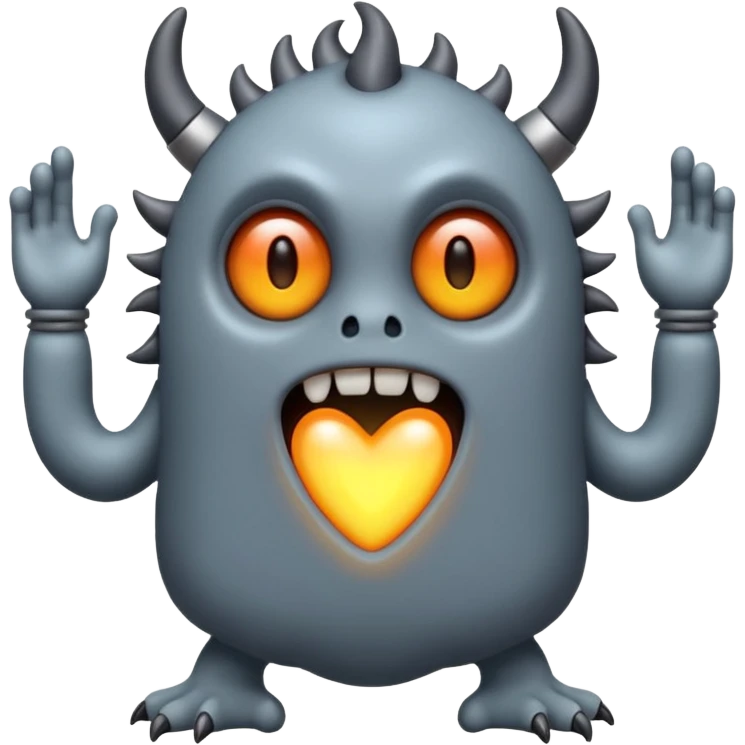 A compact monster that produces sound by tapping its own core in steady, heartbeat-like rhythms. Its body glows faintly with each beat it makes. emoji