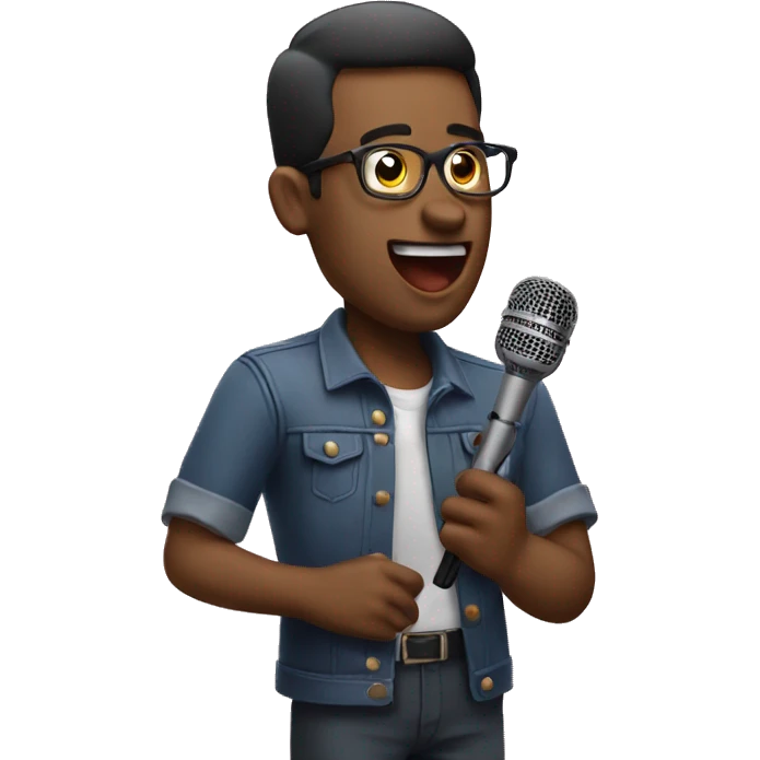 Emoji singing with mic in hand   emoji