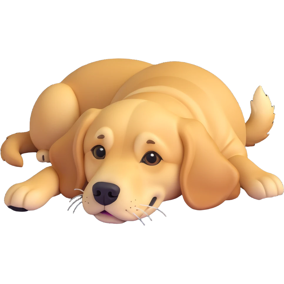adorable golden retriever laying on the ground emoji