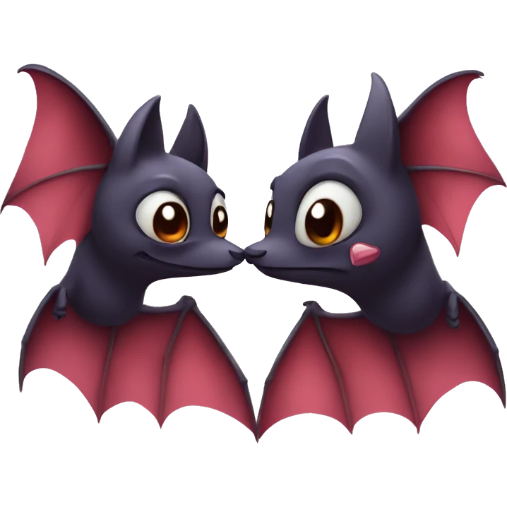 Two realistic bats in love emoji