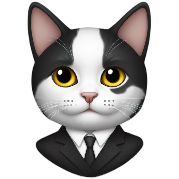 Black and white cat in a suit emoji