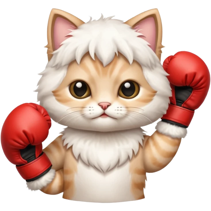 Adorable fluffy kitten with boxing gloves  emoji