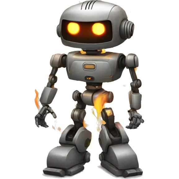 the robot is on fire after the battle emoji
