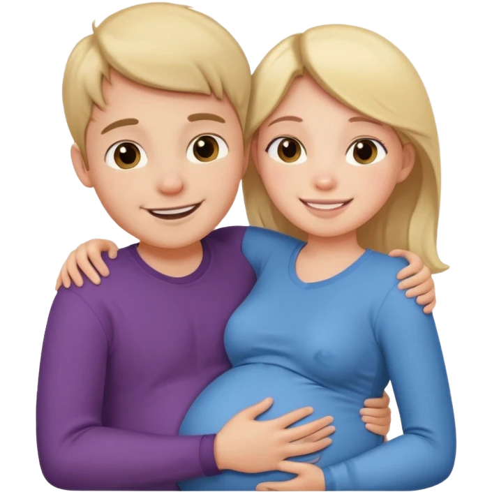 Make a pregnant boy being hugged by a girl emoji