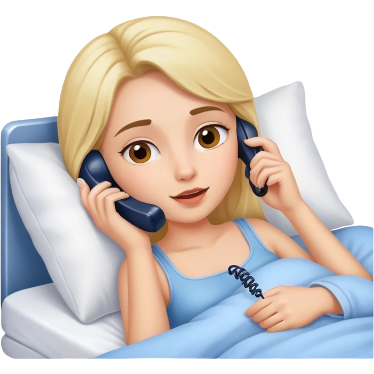 Girl on phone laying in bed emoji