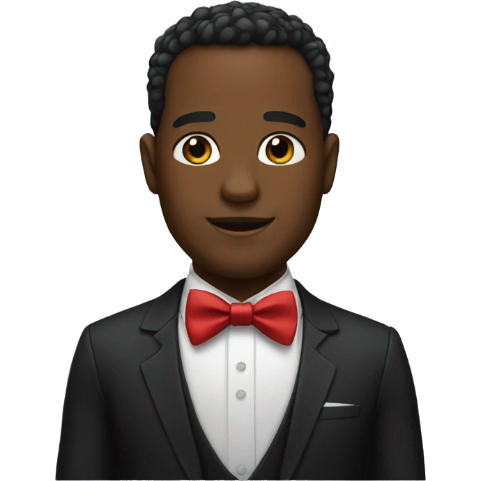 A black man with  bowtie emoji