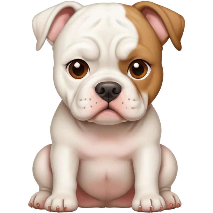 White American Bulldog With Brown Face Sitting  emoji